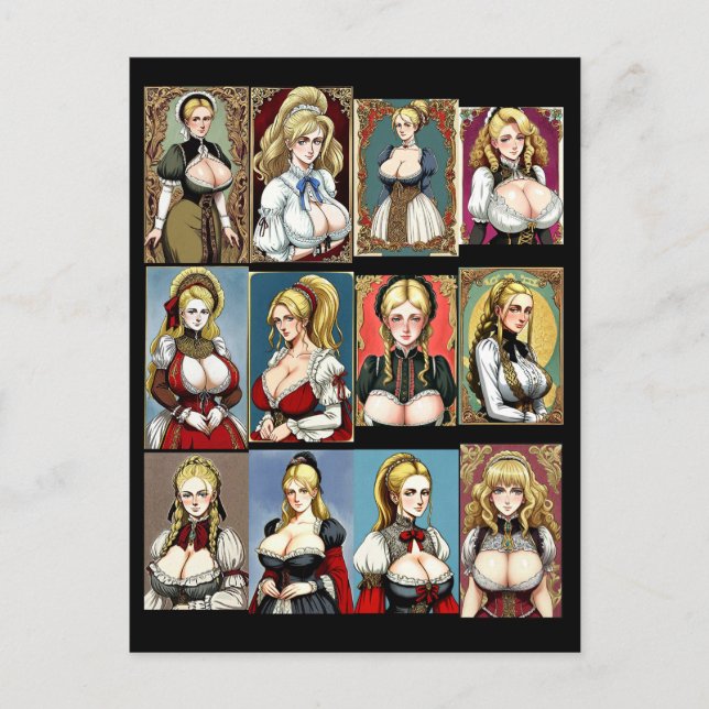 Der ganze Jahrmarkt Maidens Postkarte (Vorderseite)