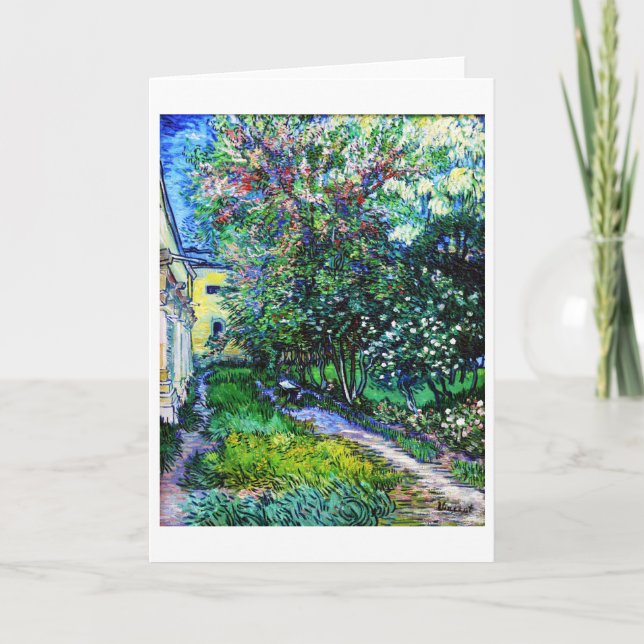 Der Garten am Asyl in Saint-Rémy, Van Gogh Karte (Vorderseite)