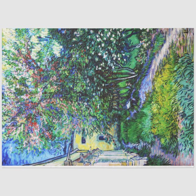 Der Garten am Asyl in Saint-Rémy, Van Gogh Seidenpapier (Vorderseite)