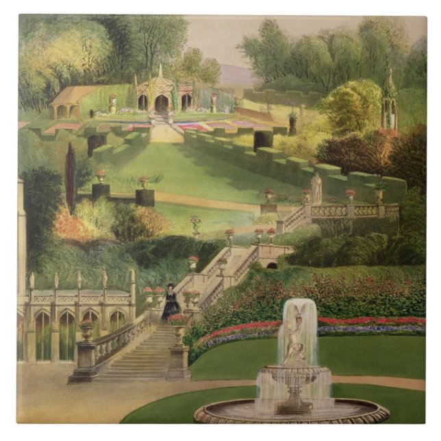 Der Garten auf der Hügel-Seite, Schloss Combe, von Fliese (Vorderseite)