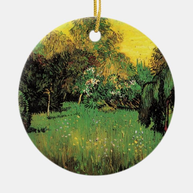 Der Garten des Dichters von Vincent van Gogh, grün Keramikornament (Vorne)