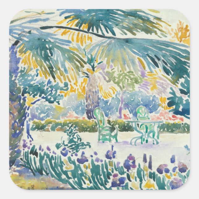 Der Garten des Malers auf St. Clair Quadratischer Aufkleber (Vorderseite)