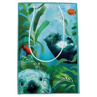 Der Garten-mittlere Geschenk-Tasche des Seeotters Mittlere Geschenktüte