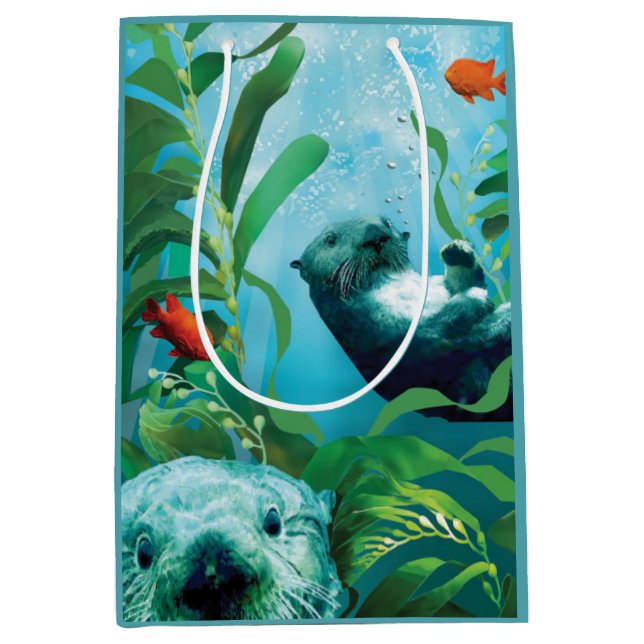Der Garten-mittlere Geschenk-Tasche des Seeotters Mittlere Geschenktüte (Vorderseite)