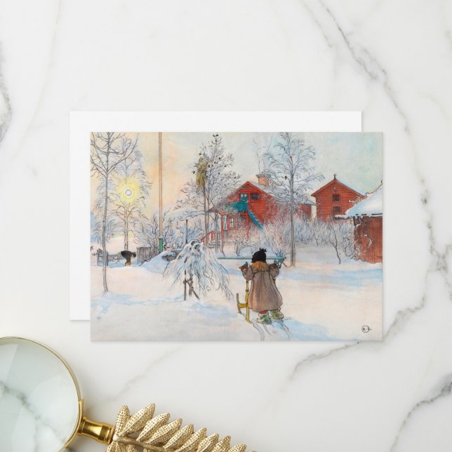 Der Garten und das Waschhaus von Carl Larsson Dankeskarte (Vorderseite/Rückseite Beispiel)