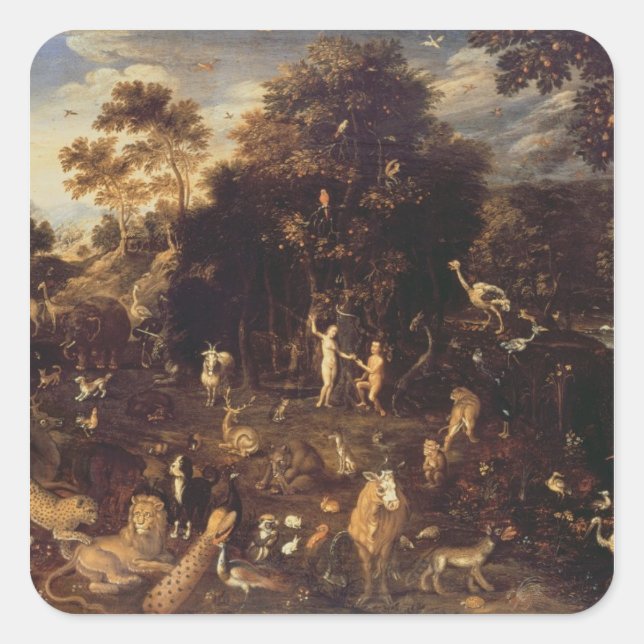 Der Garten von Eden Quadratischer Aufkleber (Vorderseite)
