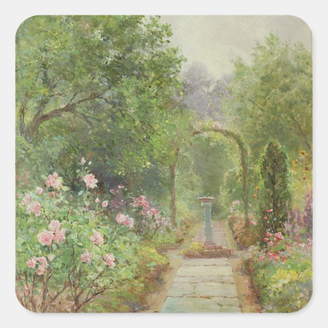 Der Gartenweg Quadratischer Aufkleber (Vorderseite)