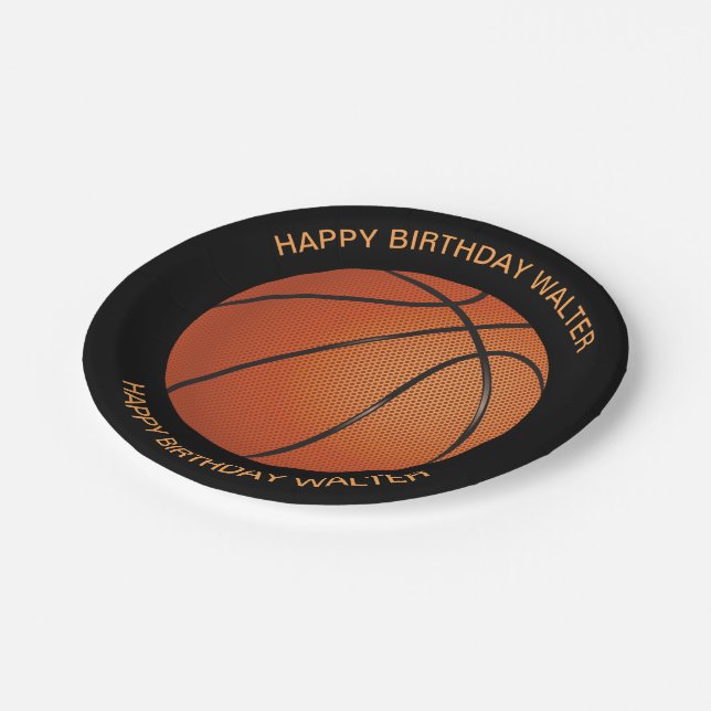 Der Geburtstag der Spaß-Basketball-Männer Pappteller (Schrägansicht)