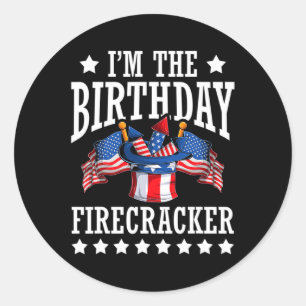Der Geburtstag des Firecracker 4. Juli Unabhängigk Runder Aufkleber