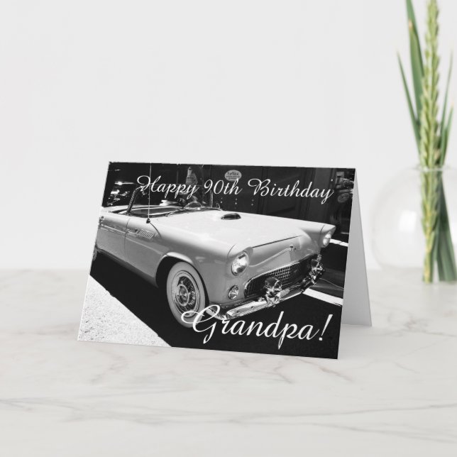 Der Geburtstag des Großvaters - antikes Auto Karte (Vorderseite)