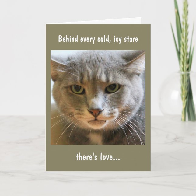Der Geburtstag wünscht sich von der Katze Karte (Vorderseite)