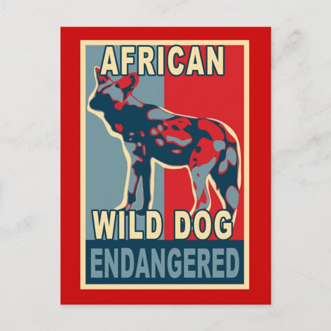 Der gefährdete afrikanische Wilddog-Pop Art Tshirt Postkarte (Vorderseite)