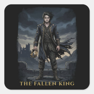 Der gefallene König Gothic Dark Fantasy Design Quadratischer Aufkleber