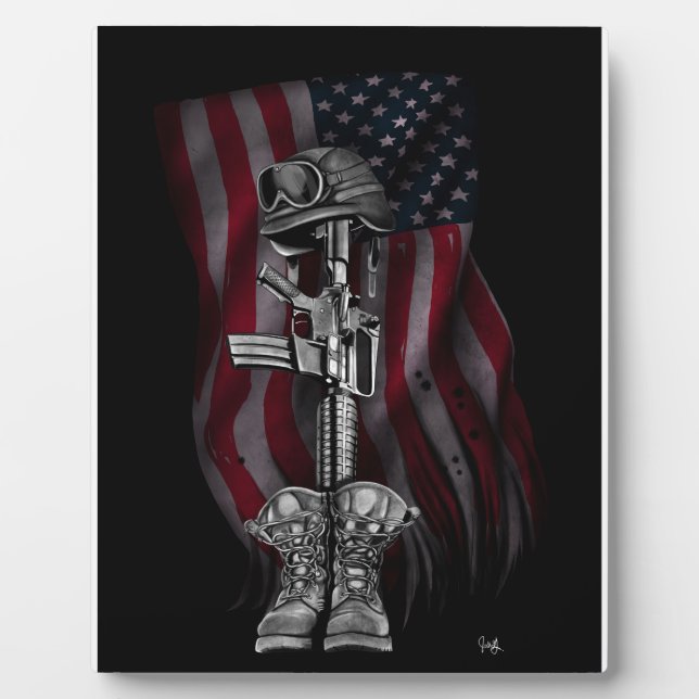 Der gefallene Soldat - Ihre Custom Plaque - 8x10 W Fotoplatte (Vorderseite)