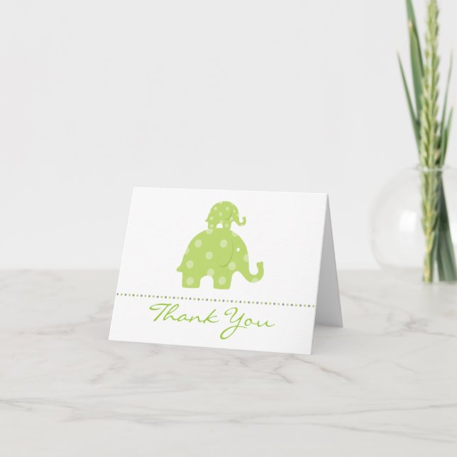 Der gefaltete Mama-und Baby-Elefant danken Ihnen Dankeskarte (Vorderseite)