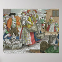 Der Geflügelmarkt (farbige Gravur)