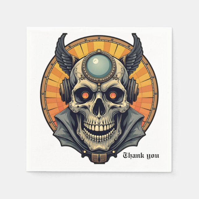 Der geflügelte Schädel.  Serviette (Vorderseite)
