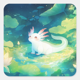 Der geheime Axolotl-Garten Quadratischer Aufkleber