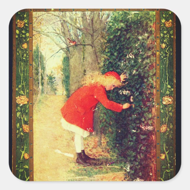 Der Geheimgarten | Quadratischer Aufkleber (Vorderseite)