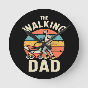 der gehende Dad Runde Wanduhr