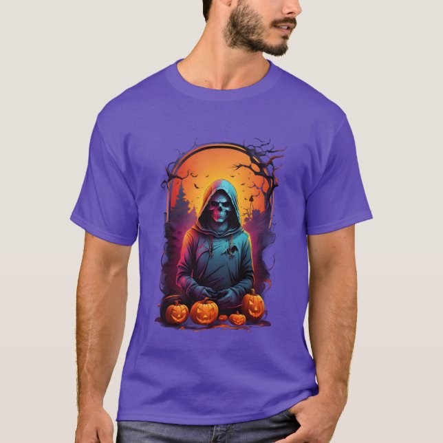 Der gehobene Sensenmann Halloween lustig T-Shirt (Vorderseite)
