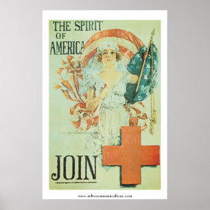 Der Geist Amerikas - Vintages rotes Kreuz-Poster Poster
