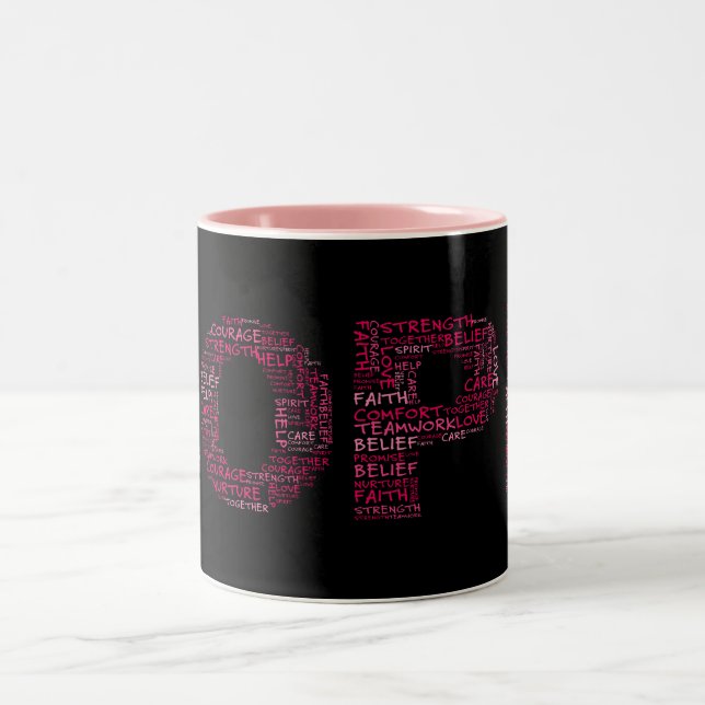 Der Geist der Hoffnung (rosa Text) Zweifarbige Tasse (Mittel)