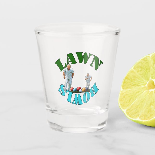 Der Geist der Rasenschüsseln: Bowler und Bowls Schnapsglas (Vorderseite)