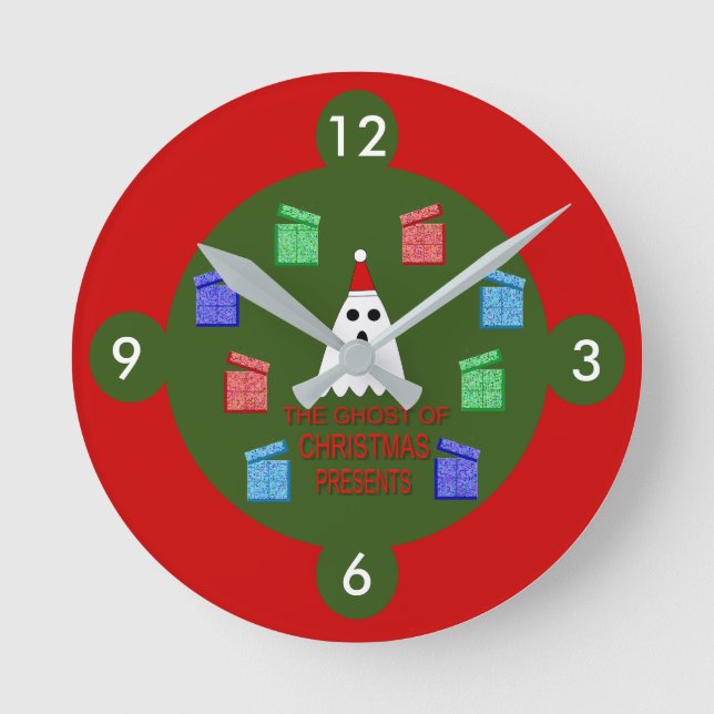 Der Geist der Weihnachtsgeschenke lustig Runde Wanduhr (Vorderseite)