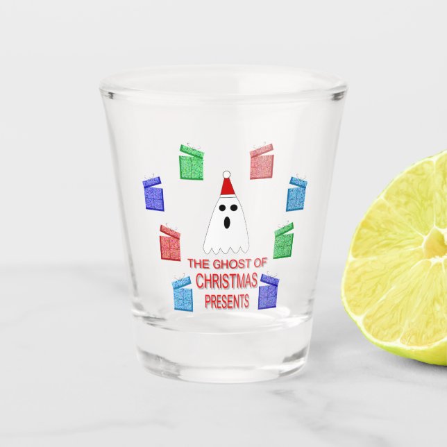 Der Geist der Weihnachtsgeschenke lustig Schnapsglas (Vorderseite)