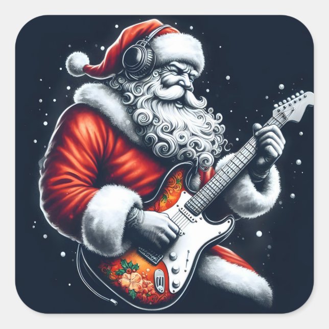Der Geist des Weihnachtsmannes durch die Musik des Quadratischer Aufkleber (Vorderseite)
