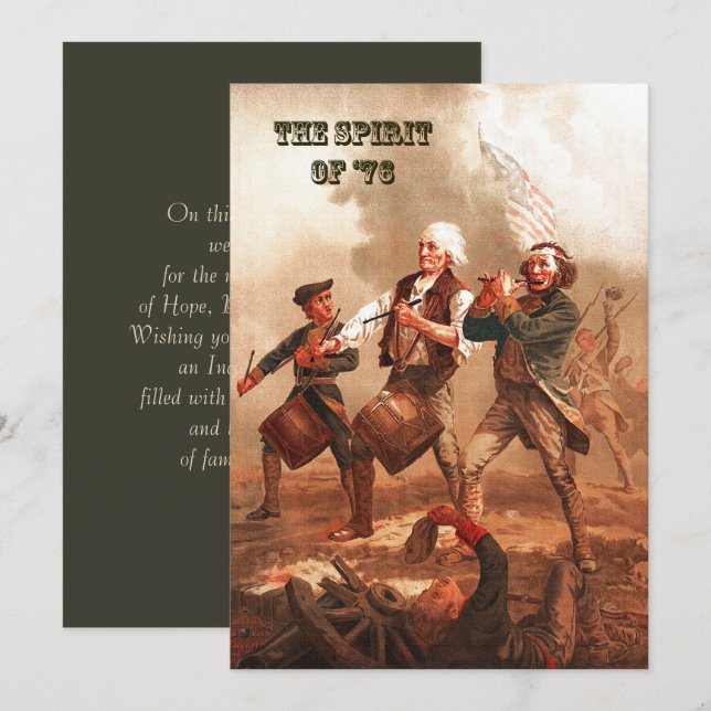 Der Geist von '76. 4. Juli Fine Art Card Einladung (Vorne/Hinten)