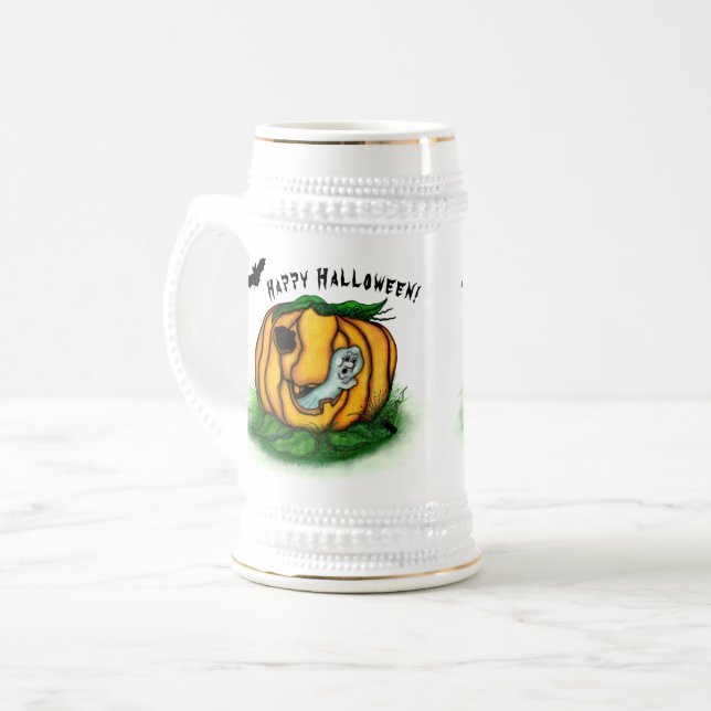 Der Geist von Halloween , Bat , Geist und Spider Bierglas (Vorderseite Links)