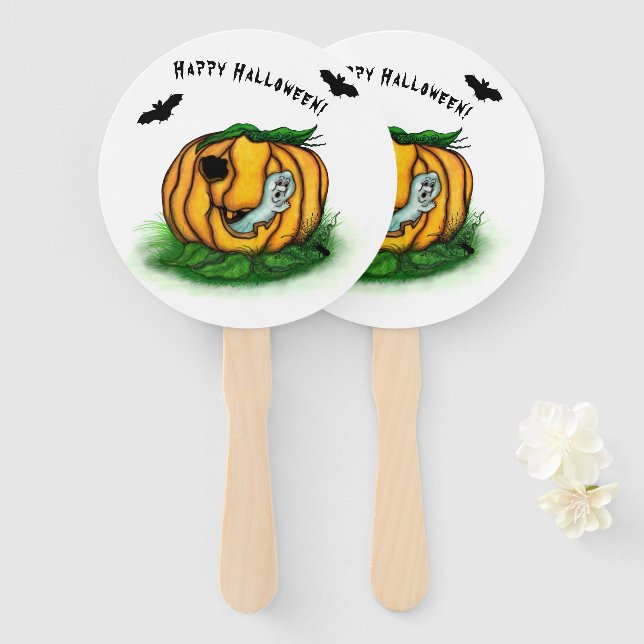 Der Geist von Halloween , Bat , Geist und Spider Fächer (Vorne und Hinten)