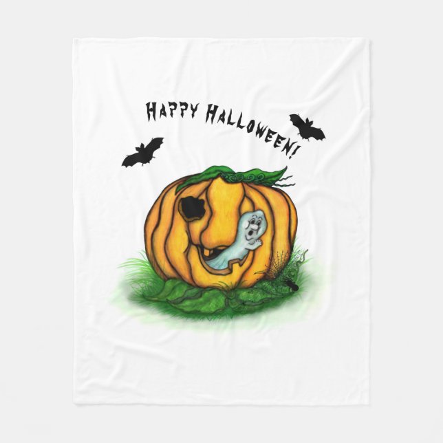 Der Geist von Halloween , Bat , Geist und Spider Fleecedecke (Vorderseite)
