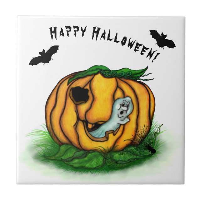 Der Geist von Halloween , Bat , Geist und Spider Fliese (Vorderseite)