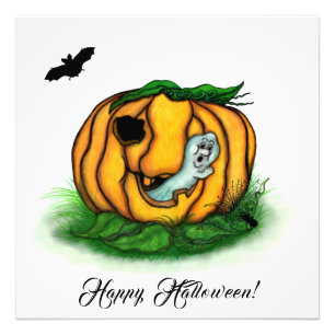 Der Geist von Halloween , Bat , Geist und Spider Fotodruck
