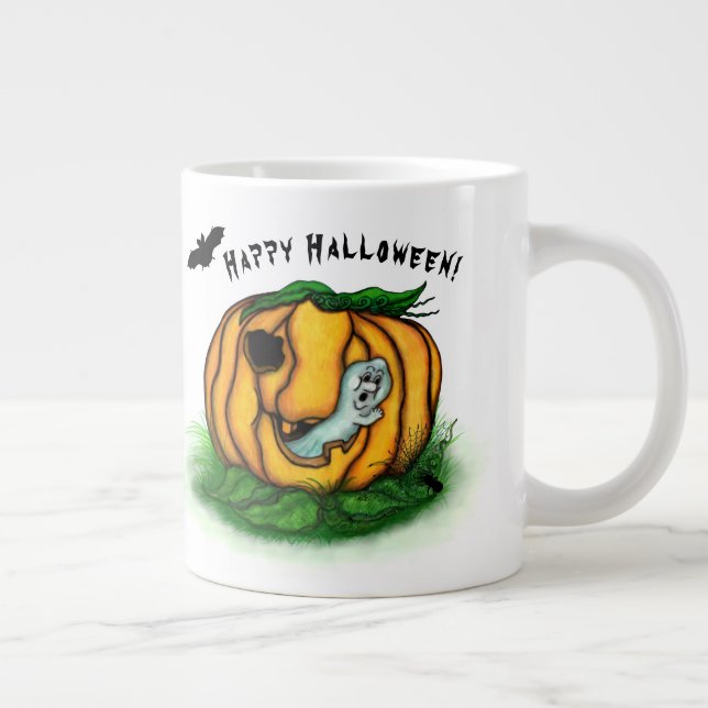 Der Geist von Halloween , Bat , Geist und Spider Jumbo-Tasse (Rechts)