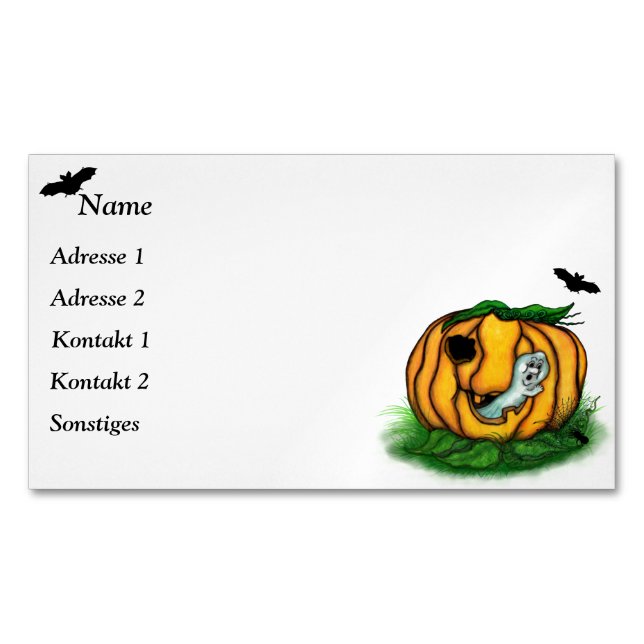 Der Geist von Halloween , Bat , Geist und Spider Magnetische Visitenkarte (Vorderseite)