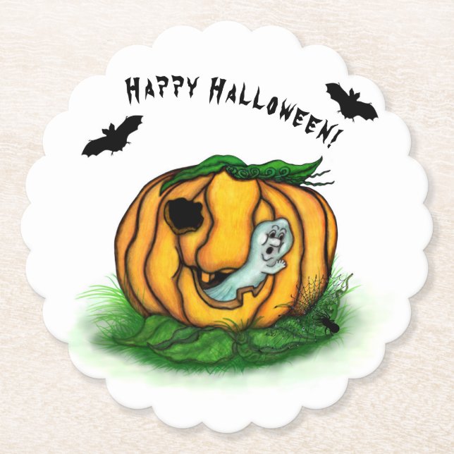 Der Geist von Halloween , Bat , Geist und Spider Untersetzer (Vorderseite)