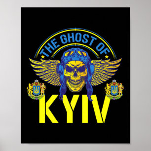 Der Geist von Kiew steht mit der Ukraine-As-Fliege Poster