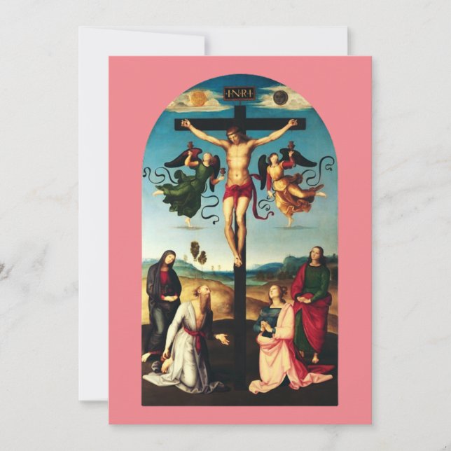 Der gekreuzigte Christus mit der Jungfrau Mary Einladung (Vorderseite)