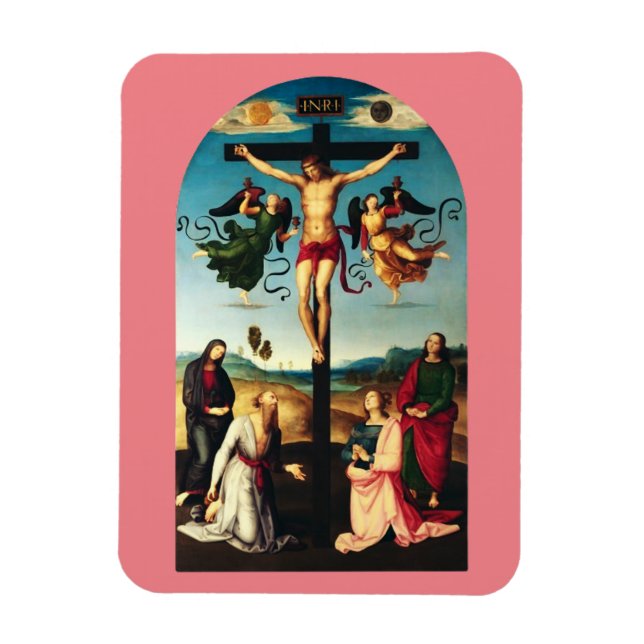 Der gekreuzigte Christus mit der Jungfrau Mary Magnet (Vertikal)