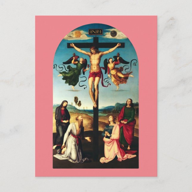 Der gekreuzigte Christus mit der Jungfrau Mary Postkarte (Vorderseite)