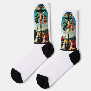 Der gekreuzigte Christus mit der Jungfrau Mary Socken