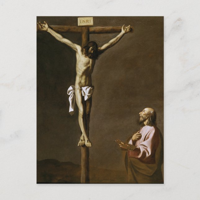 Der gekreuzigte Christus mit einem Maler Postkarte (Vorderseite)
