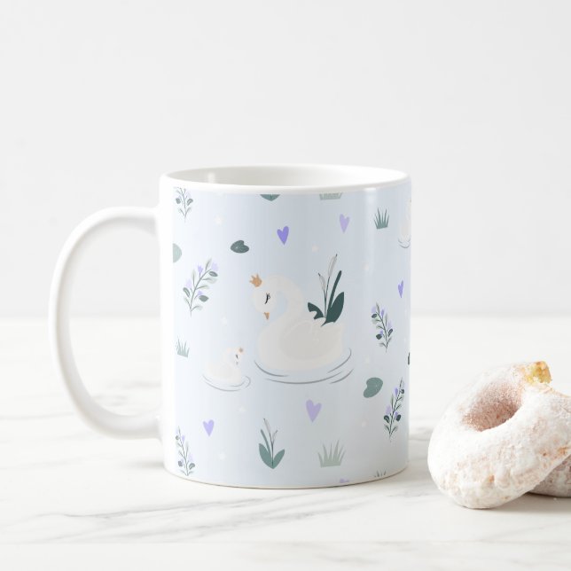 Der gekrönte Schwan Kaffeetasse (Mit Donut)