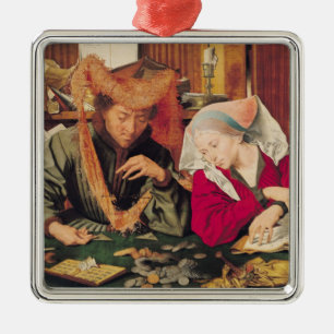 Der Geld-Wechsler und seine Ehefrau, 1539 Ornament Aus Metall