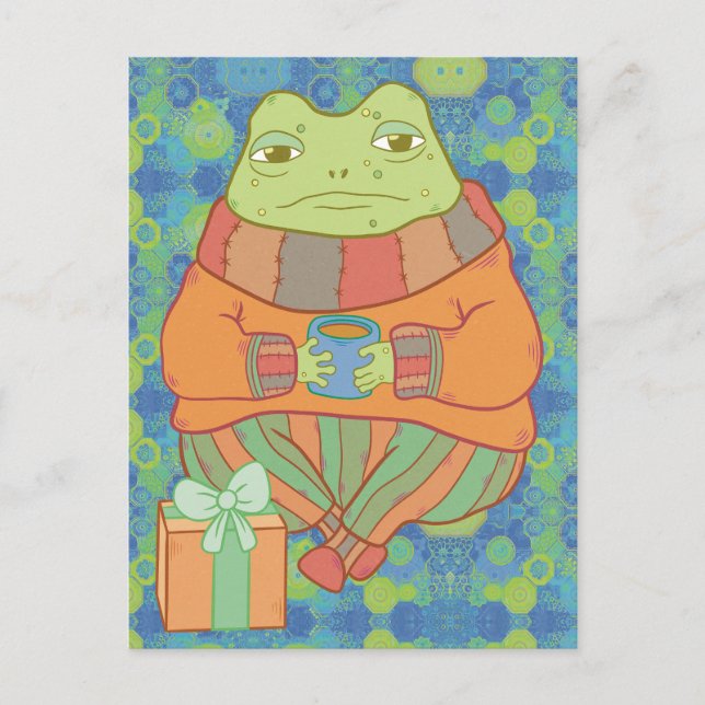 Der gemütliche Frosch Postkarte (Vorderseite)