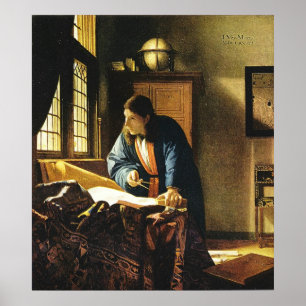 Der Geograph Johannes Vermeers (circa 1669) Poster